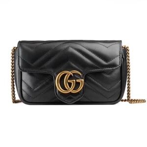 Gucci GG Marmont matelassé leather super mini bag black